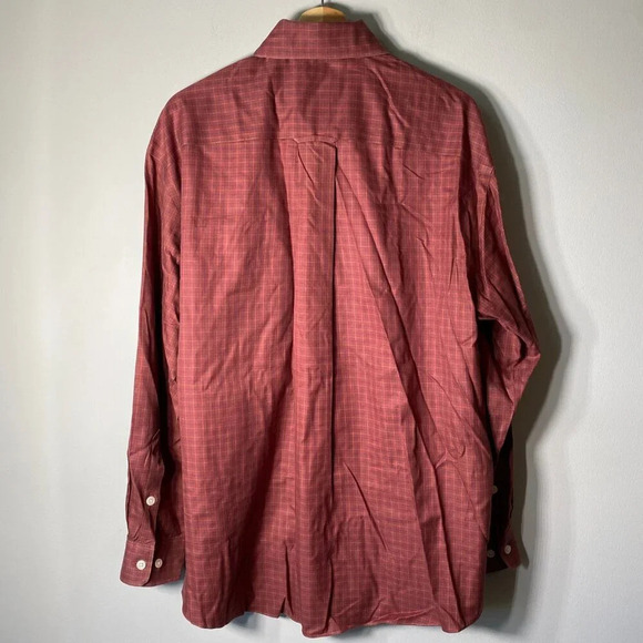 Orvis Men's Large Comfort Stretch Twill Long Sleeve Button Down Plaid Shirt Red - Picture 10 of 16